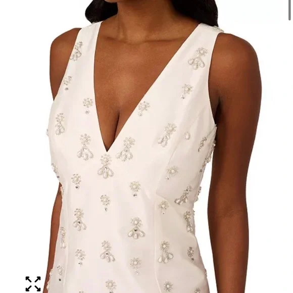 Adrianna Papell Women's Beaded Taffeta Mini Dress white Size 14 *Flaw - Picture 2 of 9